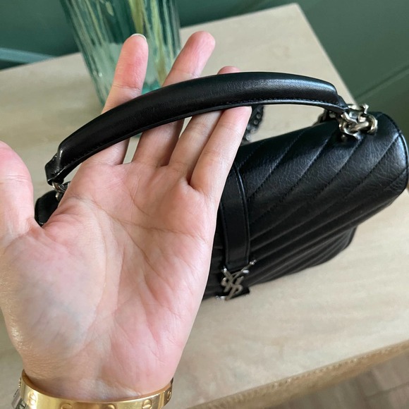 ❌SOLD❌Saint Laurent YSL College Monogram Calfskin Medium Black SIlver Crossbody - Picture 5 of 14